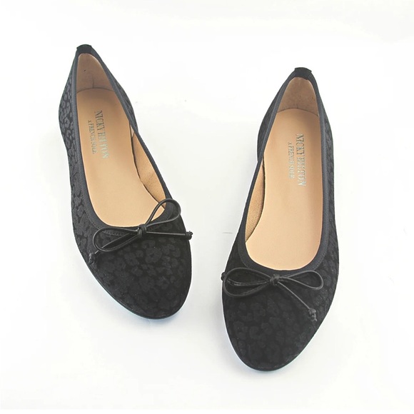 French Sole Shoes - New French Sole x Nicky Hilton Black Suede Cheetah Ballet Flats Sz 9